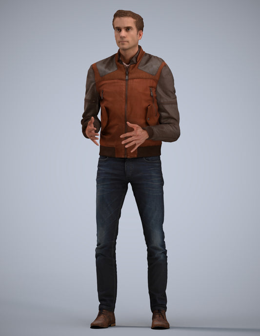 realistic 3D man casual business, scanned archviz people for Blender and 3ds Max