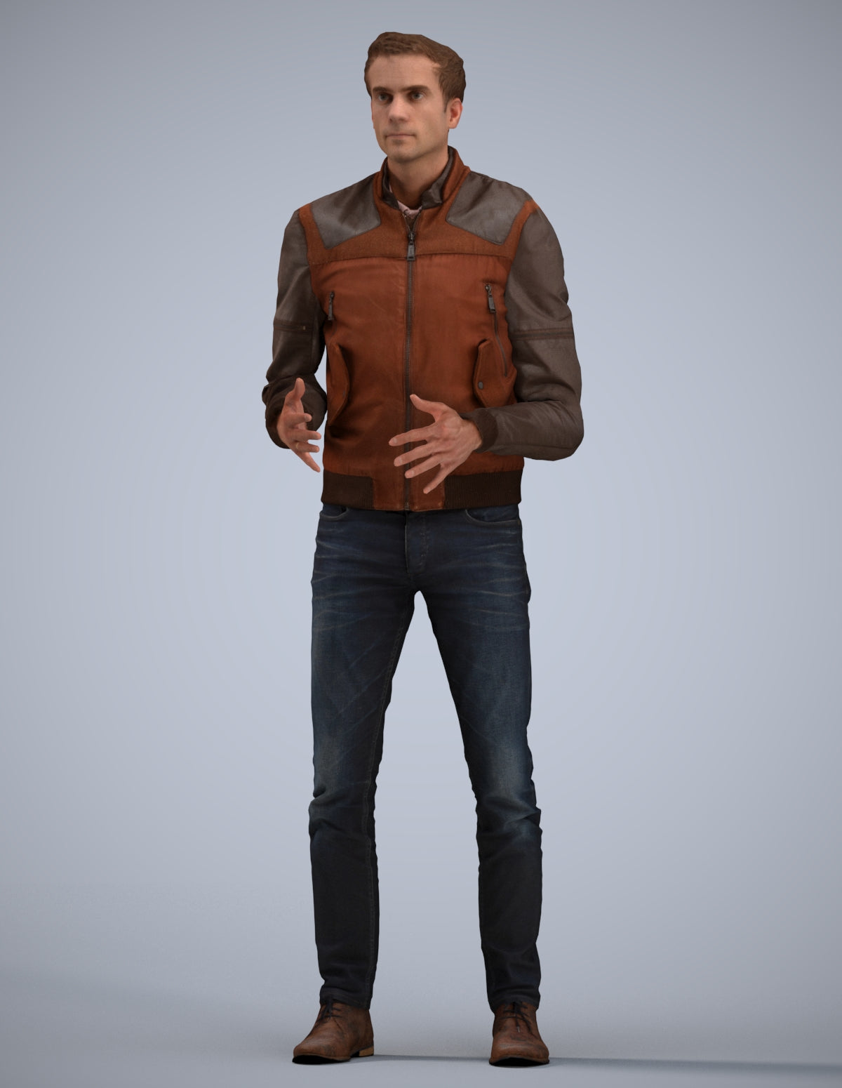 realistic 3D man casual business, scanned archviz people for Blender and 3ds Max