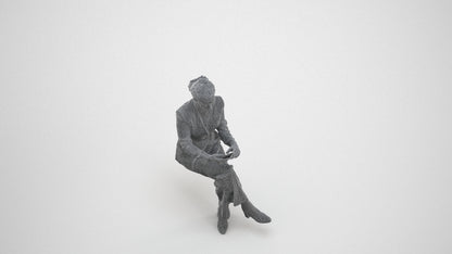 scanned 3D woman business, photogrammetry people for Enscape and V-Ray, wireframe three-quarter view