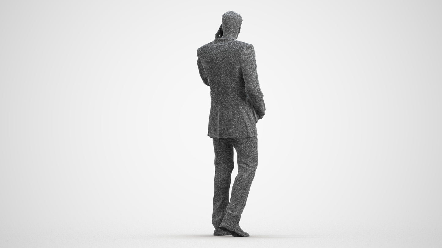 realistic 3D people man business, render-ready for V-Ray and Corona, FBX OBJ, wireframe front view