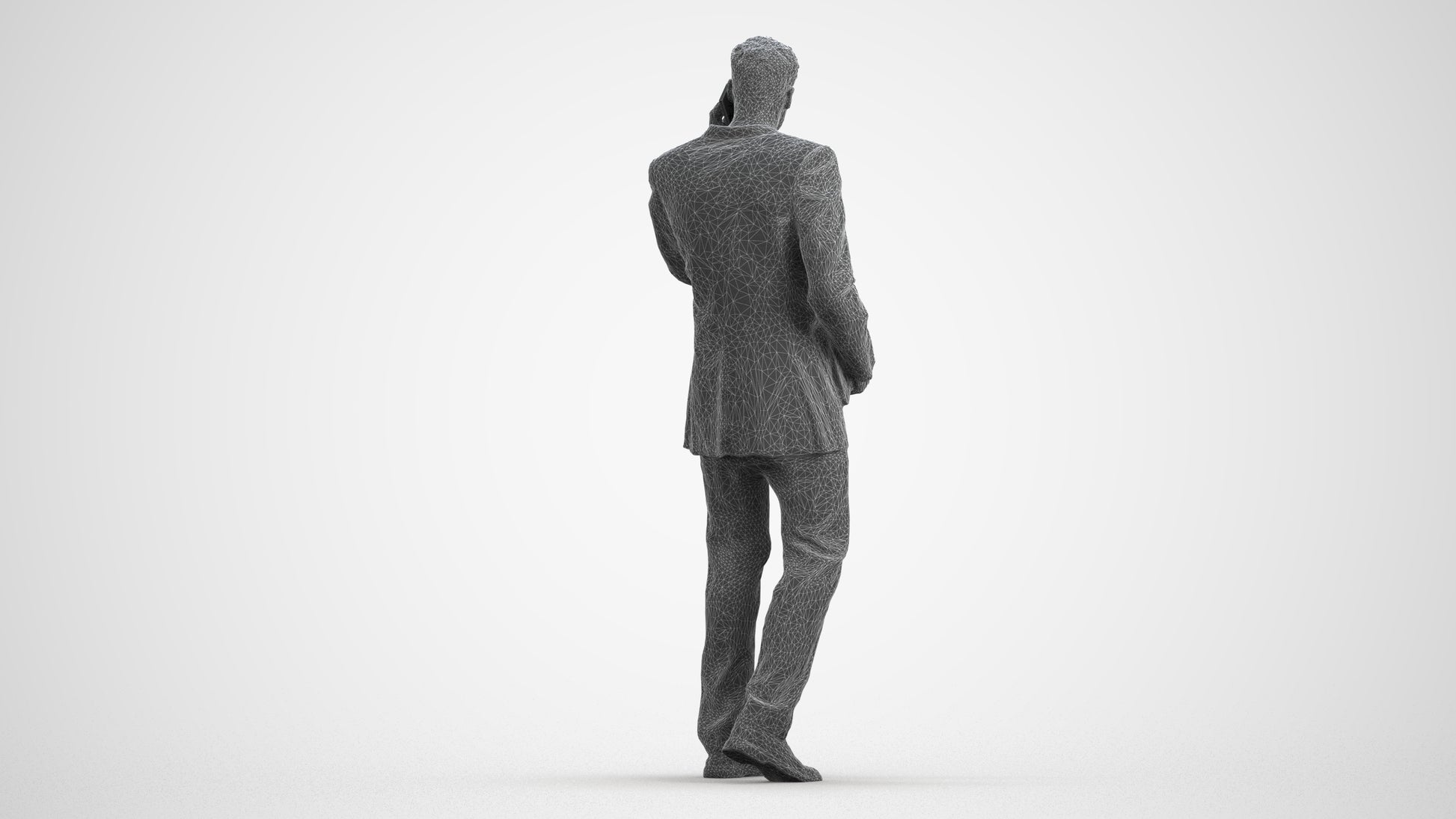 realistic 3D people man business, render-ready for V-Ray and Corona, FBX OBJ, wireframe front view