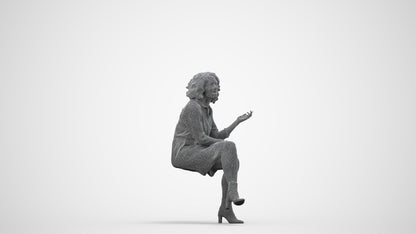 realistic 3D people woman casual sitting, render-ready for V-Ray and Corona, FBX OBJ, wireframe side view