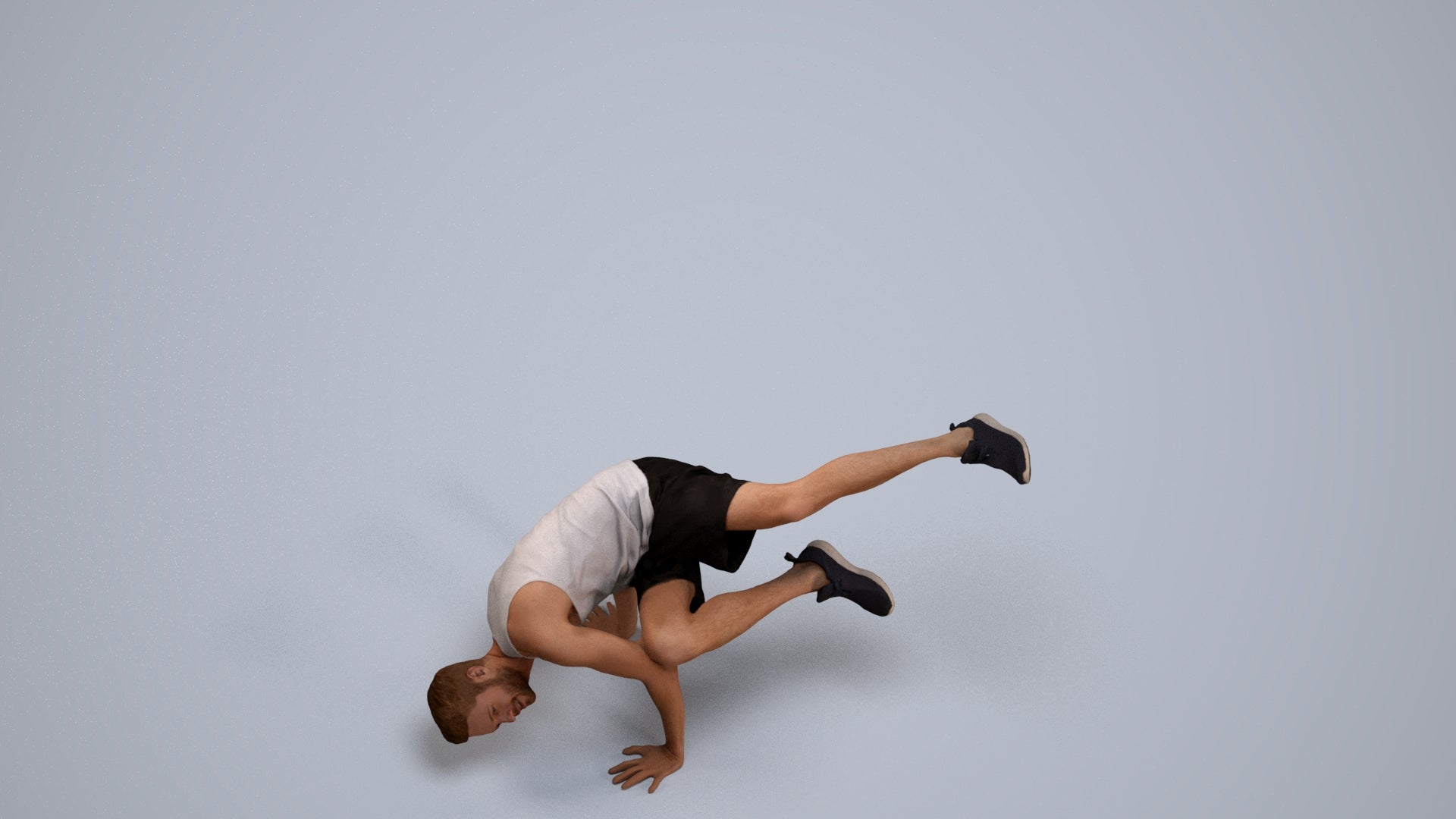 scanned 3D man sport, photogrammetry people for Enscape and V-Ray, back view render