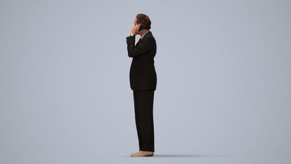 photogrammetry 3D man business standing, realistic human model archviz FBX, three-quarter view render