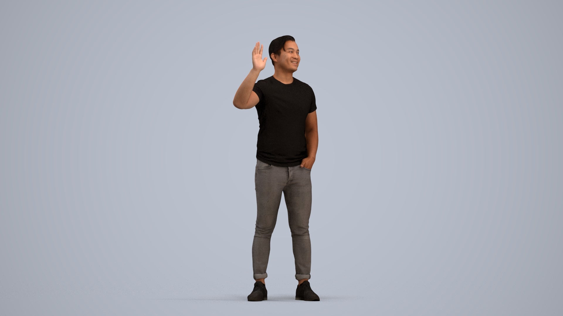 scanned 3D man casual standing, photogrammetry people for Enscape and V-Ray, standing pose render