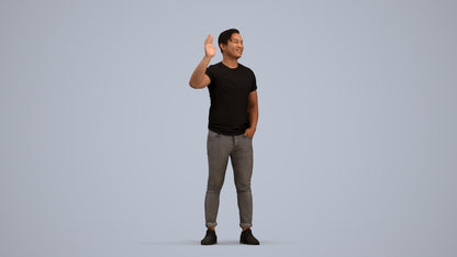 scanned 3D man casual standing, photogrammetry people for Enscape and V-Ray, standing pose render