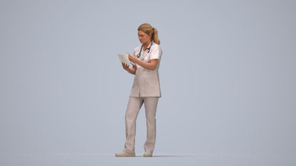 realistic 3D people woman medical, render-ready for V-Ray and Corona, FBX OBJ, top-down view render