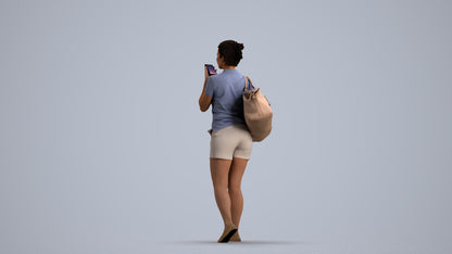 scanned 3D woman casual walking, photogrammetry people for Enscape and V-Ray, front view render