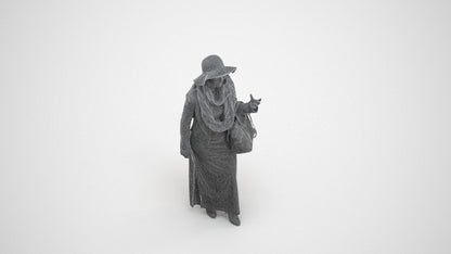 realistic 3D human woman casual standing, archviz people FBX OBJ for Blender, wireframe three-quarter view