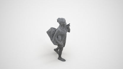 scanned 3D woman casual walking, photogrammetry people for Enscape and V-Ray, wireframe three-quarter view