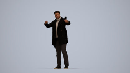 scanned 3D man casual standing, photogrammetry people for Enscape and V-Ray, top-down view render