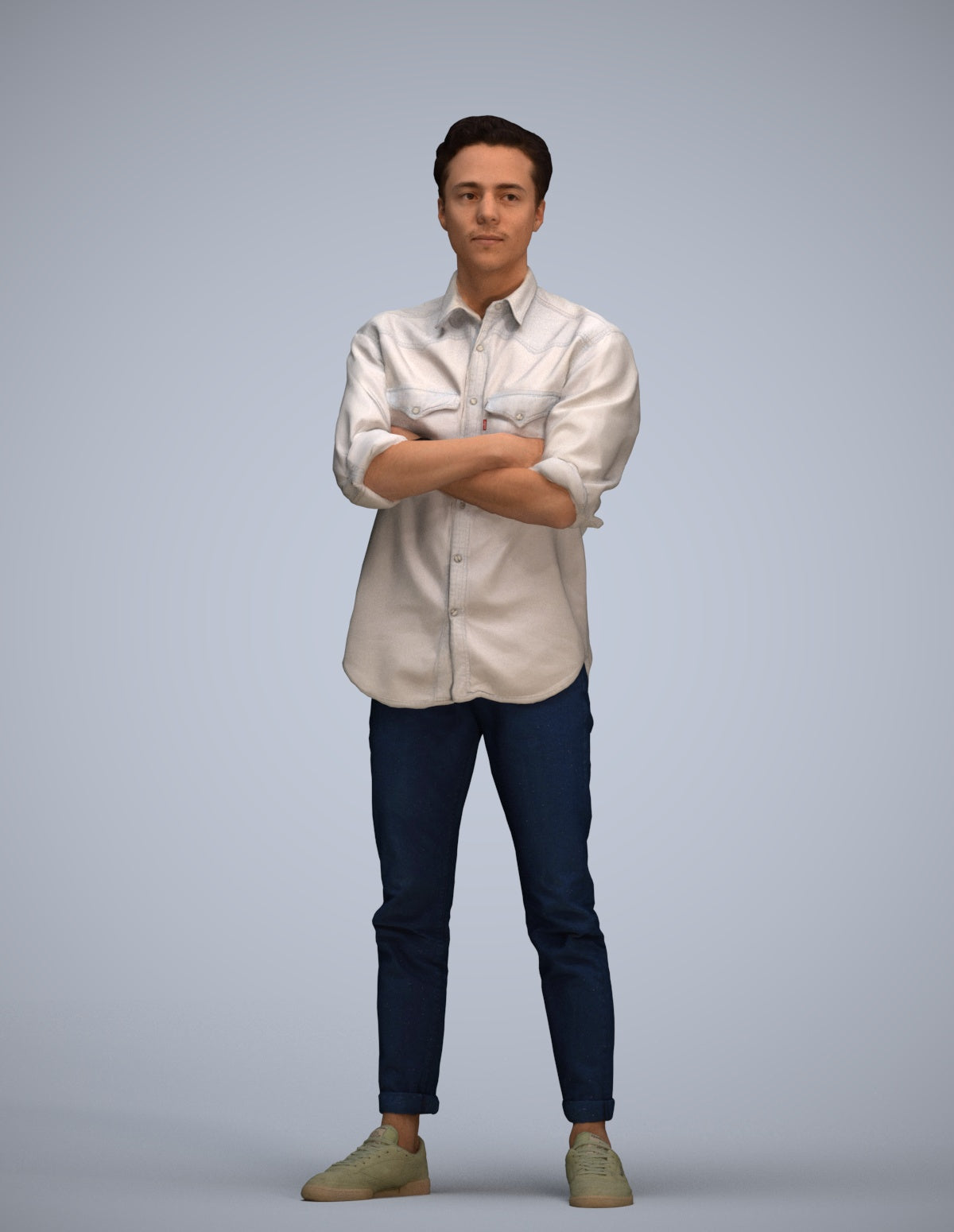 3D people model man casual standing, scanned human for 3ds Max rendering