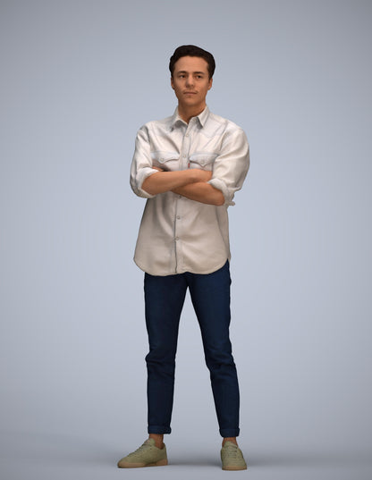 3D people model man casual standing, scanned human for 3ds Max rendering