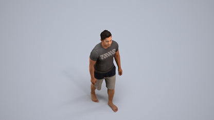 3D human model man sport walking, photogrammetry scanned person for archviz, back view render