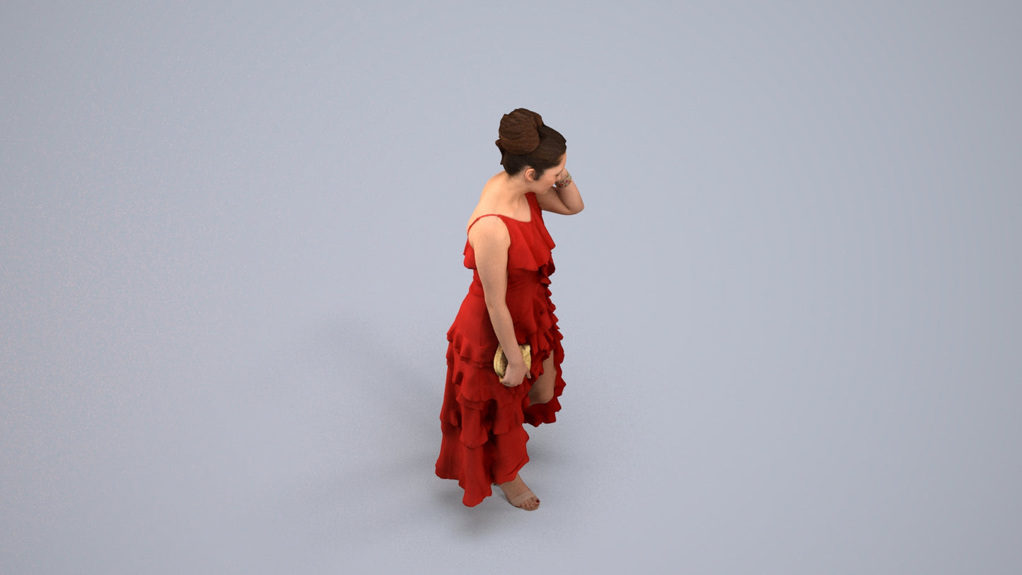 3D scanned woman formalaffairs formal, photorealistic archviz people for Enscape and SketchUp, back view render