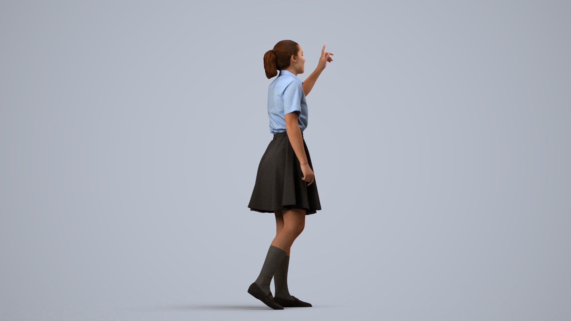 realistic 3D people girl kids, render-ready for V-Ray and Corona, FBX OBJ, side view render