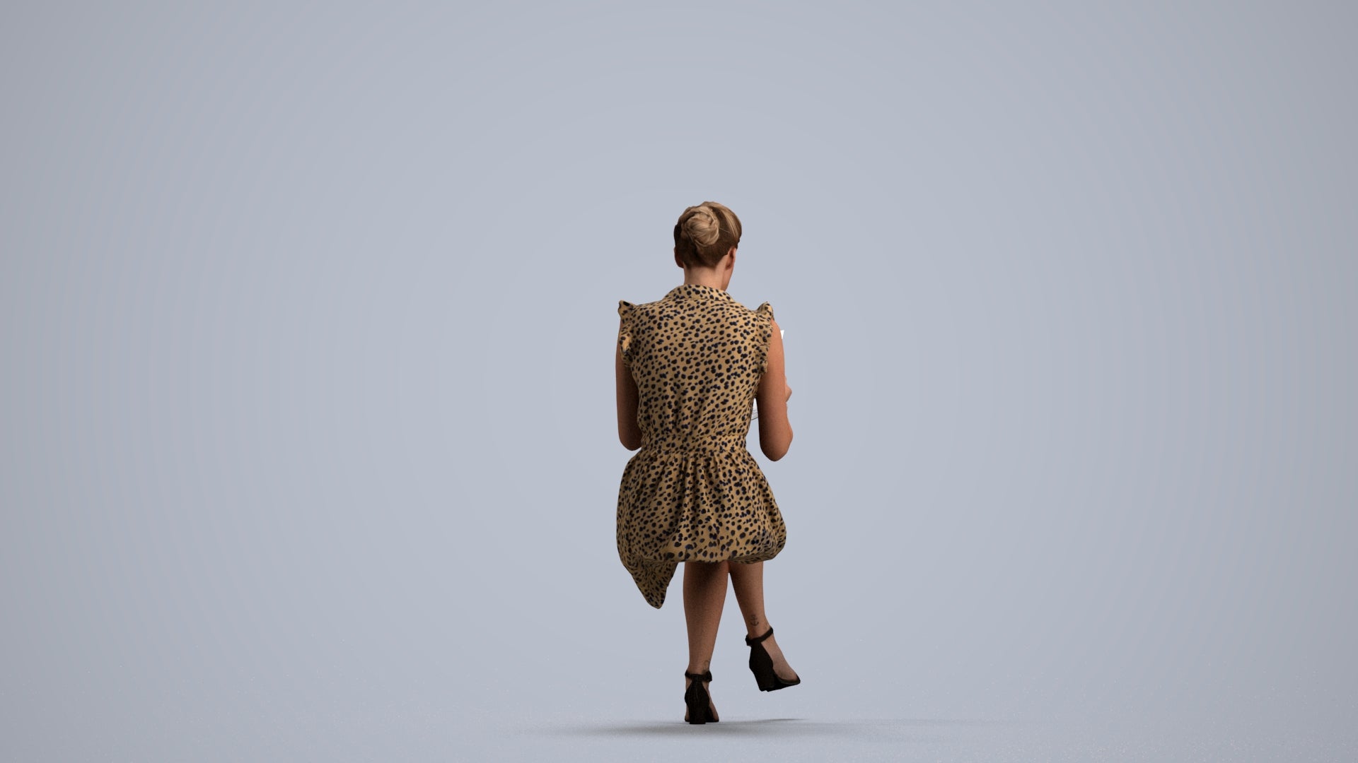 3D people model woman casual sitting, scanned human for 3ds Max rendering, front view render