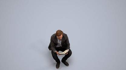 realistic 3D man business, scanned archviz people for Blender and 3ds Max, back view render