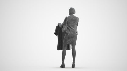 realistic 3D people woman casual mix, render-ready for V-Ray and Corona, FBX OBJ, wireframe front view
