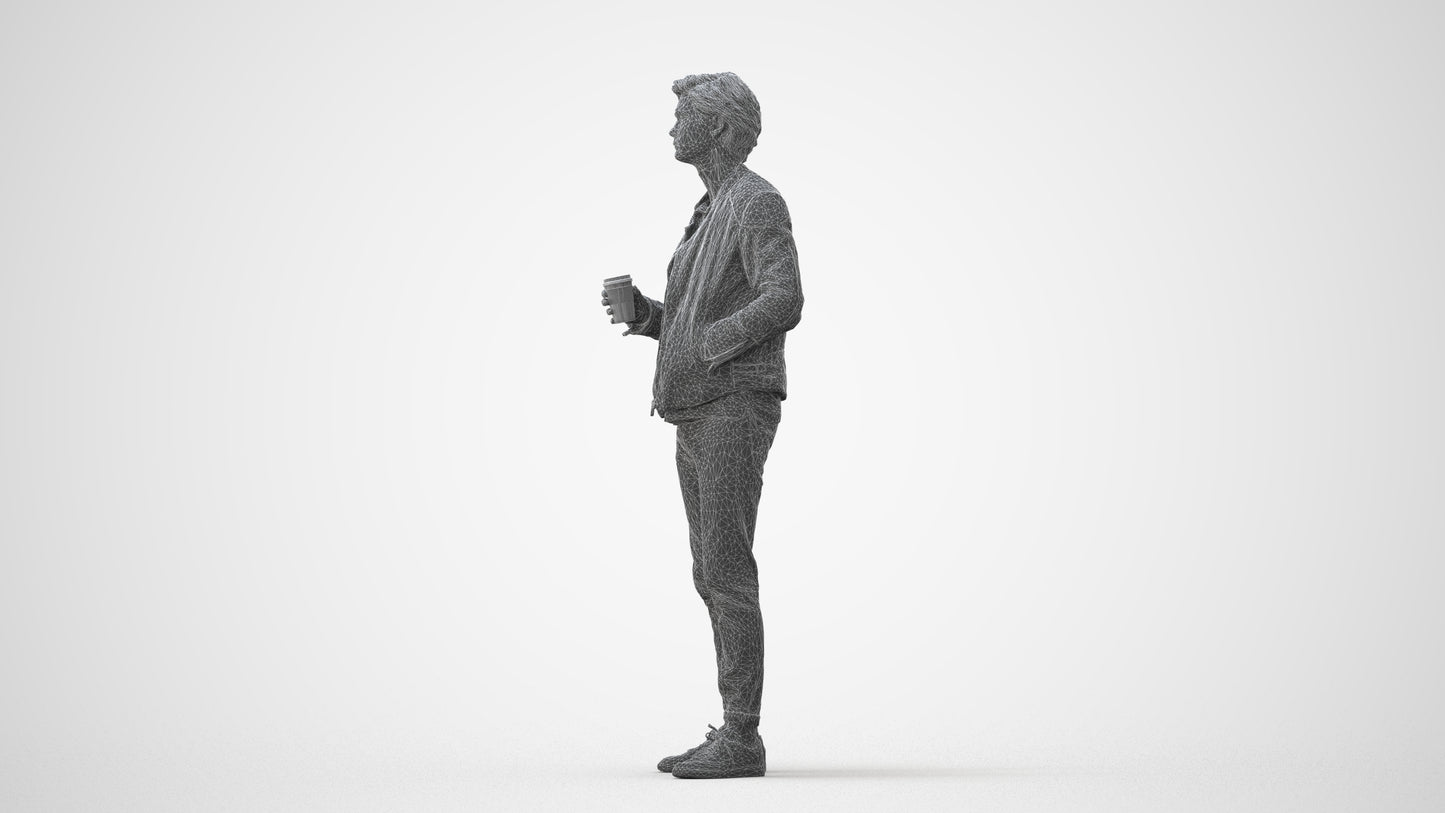 photogrammetry 3D man casual standing, realistic human model archviz FBX, square thumbnail