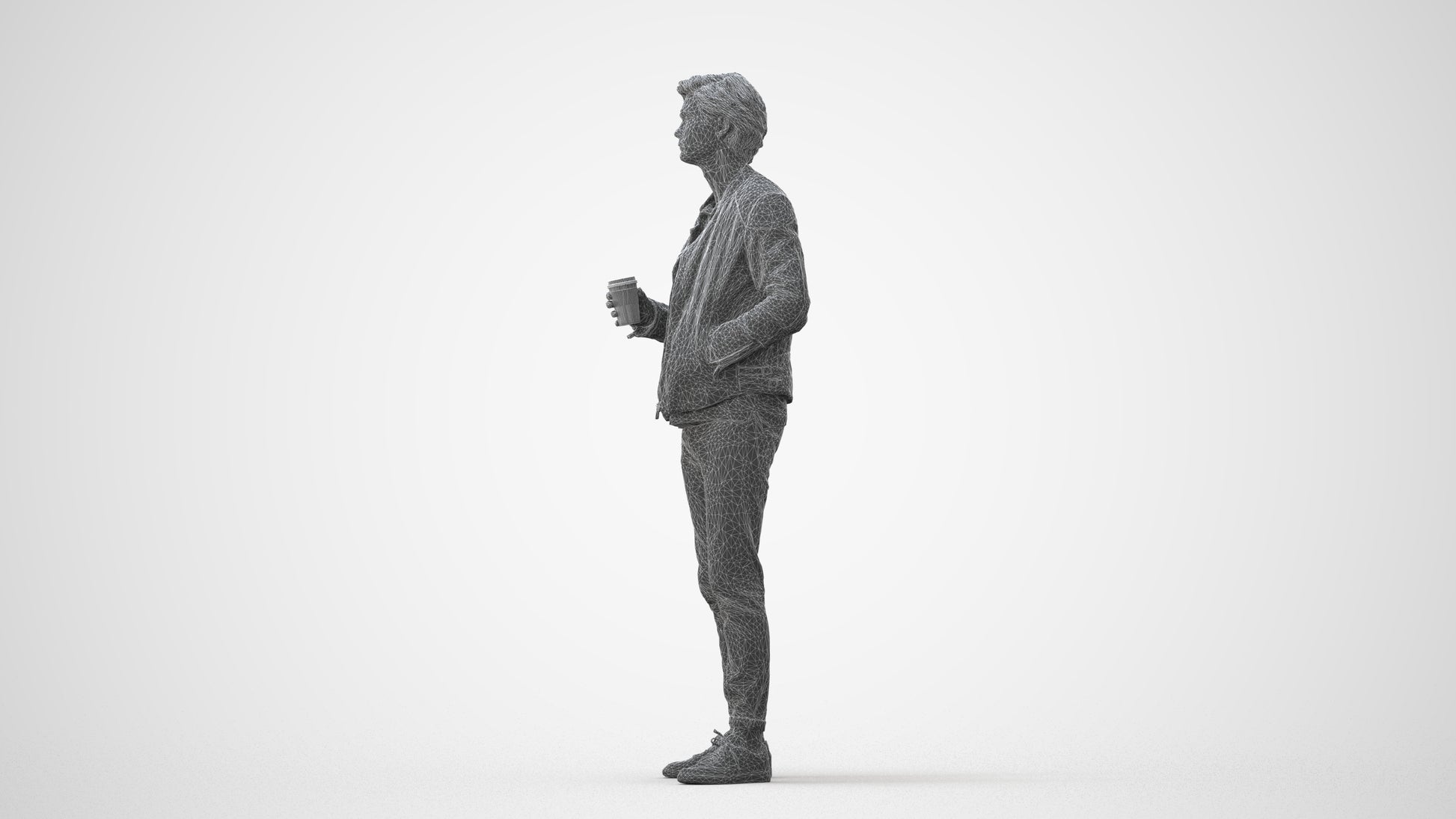 photogrammetry 3D man casual standing, realistic human model archviz FBX, square thumbnail