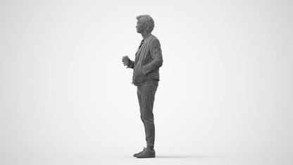 photogrammetry 3D man casual standing, realistic human model archviz FBX, square thumbnail