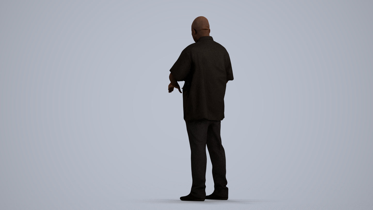 3D scanned man hospitality, photorealistic archviz people for Enscape and SketchUp, front view render