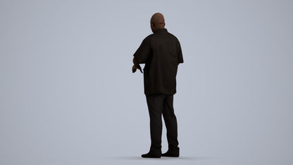 3D scanned man hospitality, photorealistic archviz people for Enscape and SketchUp, front view render