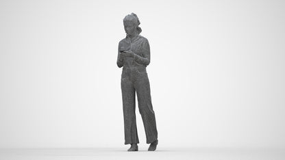 scanned 3D woman casual standing, photogrammetry people for Enscape and V-Ray, wireframe back view