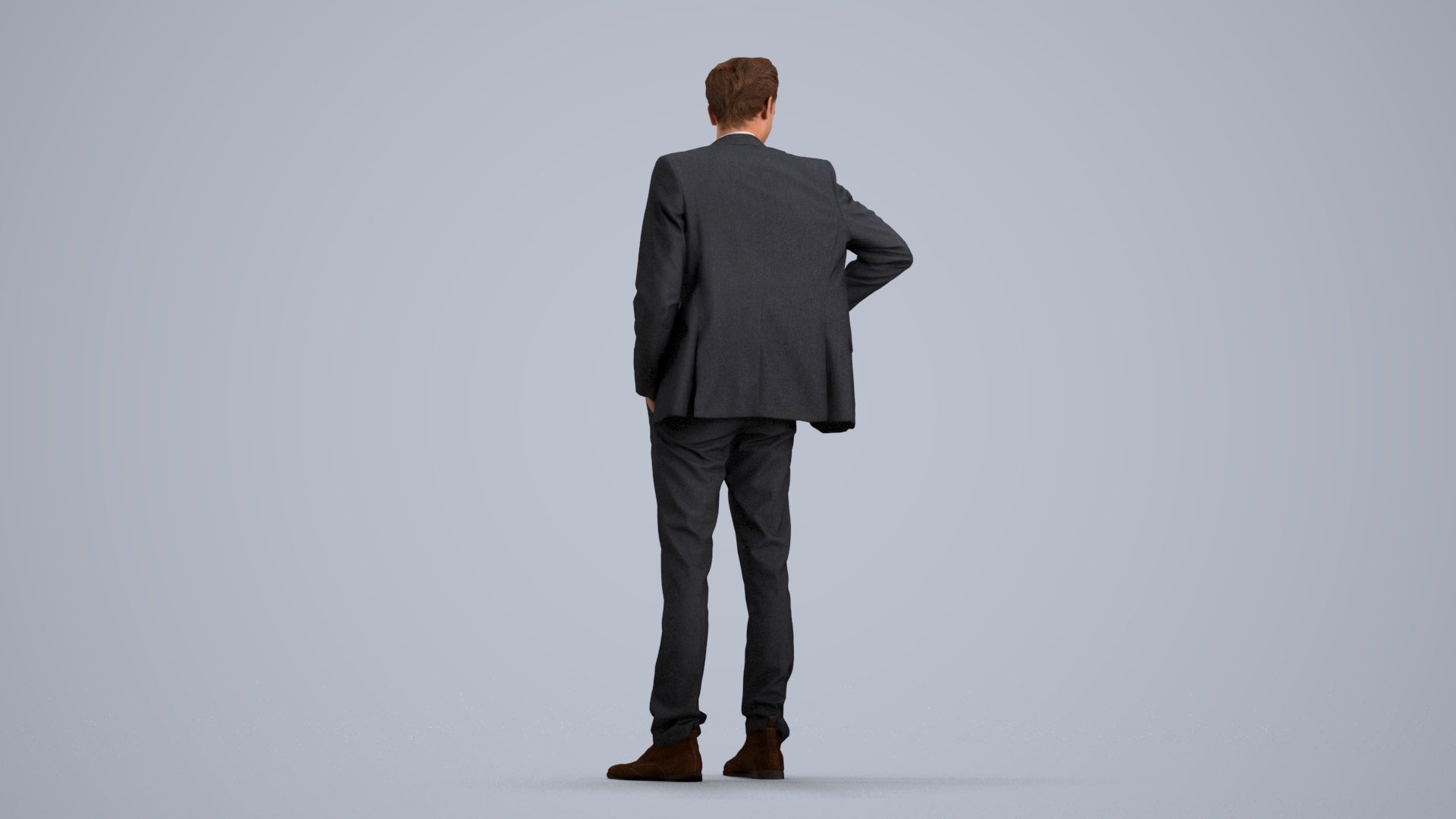 realistic 3D man business, scanned archviz people for Blender and 3ds Max, front view render