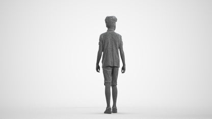 realistic 3D people boy casual kids, render-ready for V-Ray and Corona, FBX OBJ, wireframe front view