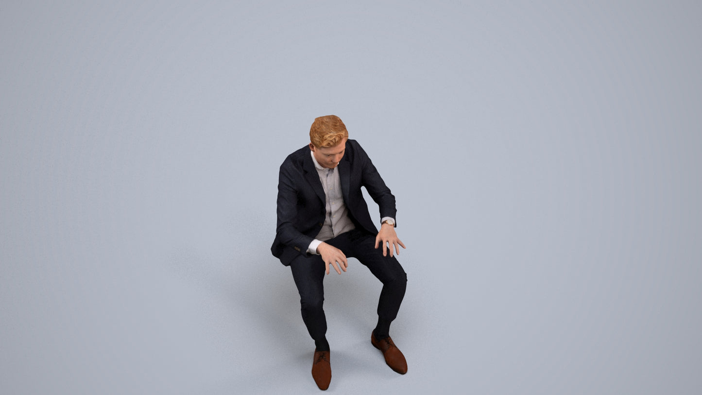 photogrammetry 3D man business, realistic human model archviz FBX, back view render