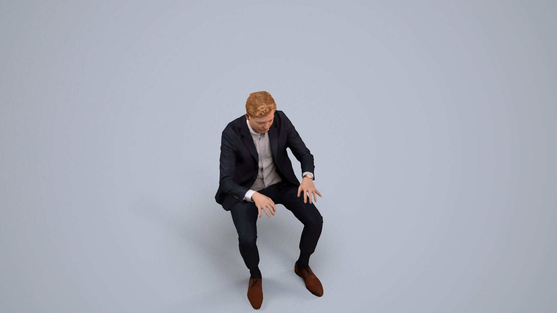 photogrammetry 3D man business, realistic human model archviz FBX, back view render
