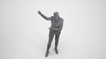 photogrammetry 3D woman business standing, realistic human model archviz FBX, wireframe three-quarter view