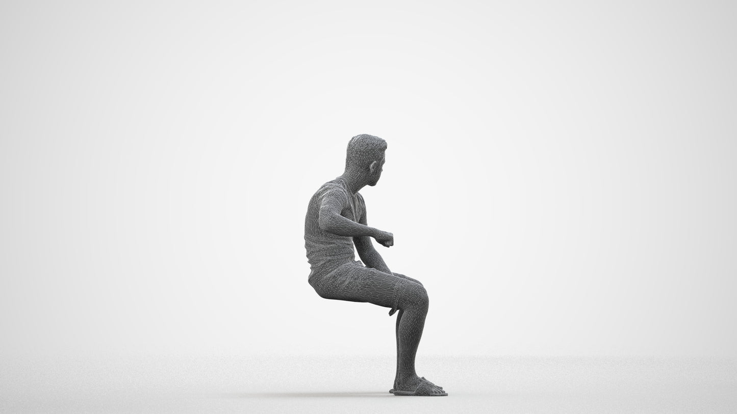 scanned 3D boy casual kids, photogrammetry people for Enscape and V-Ray, wireframe side view