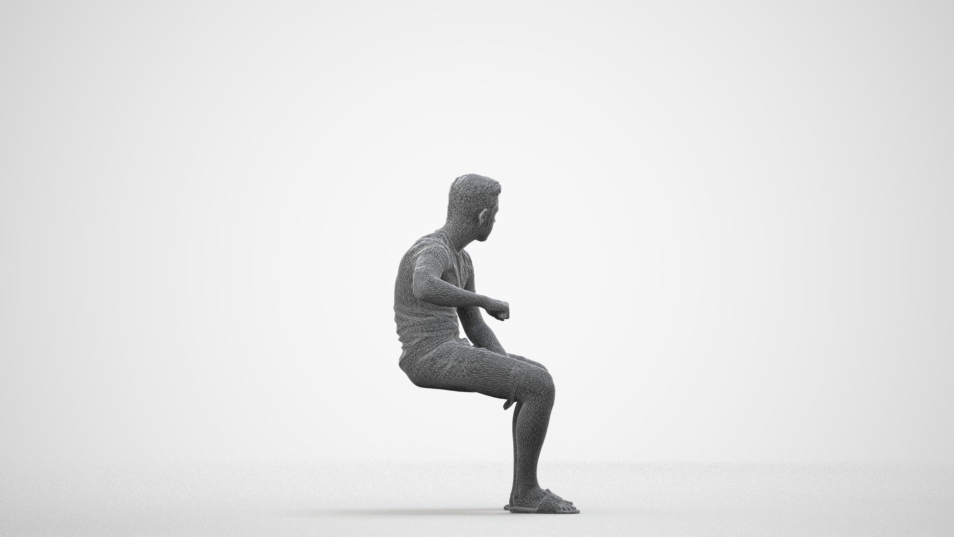 scanned 3D boy casual kids, photogrammetry people for Enscape and V-Ray, wireframe side view