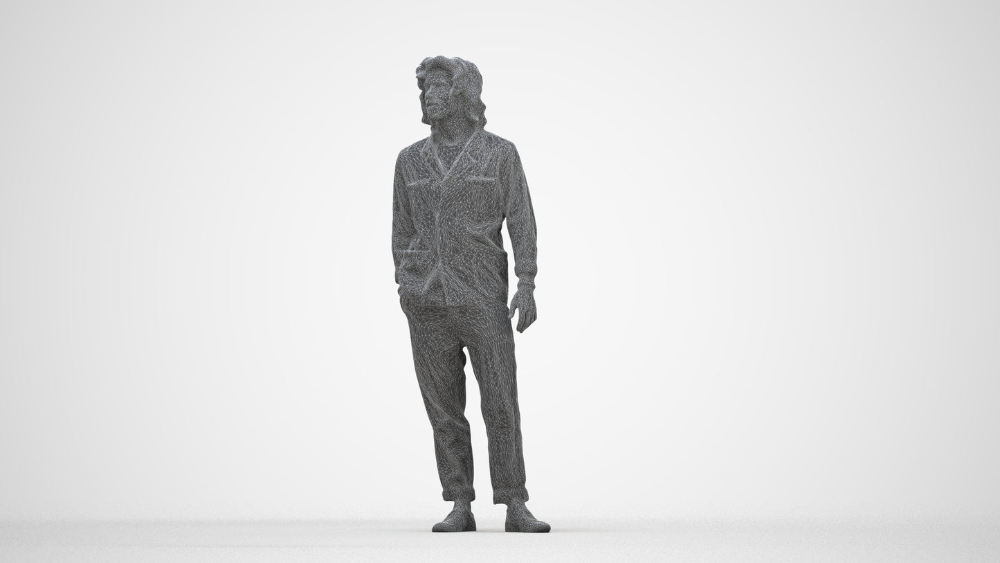 photogrammetry 3D man casual formalaffairs, realistic human model archviz FBX, wireframe back view