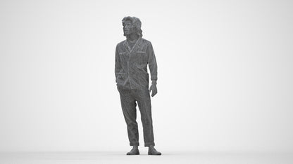 photogrammetry 3D man casual formalaffairs, realistic human model archviz FBX, wireframe back view