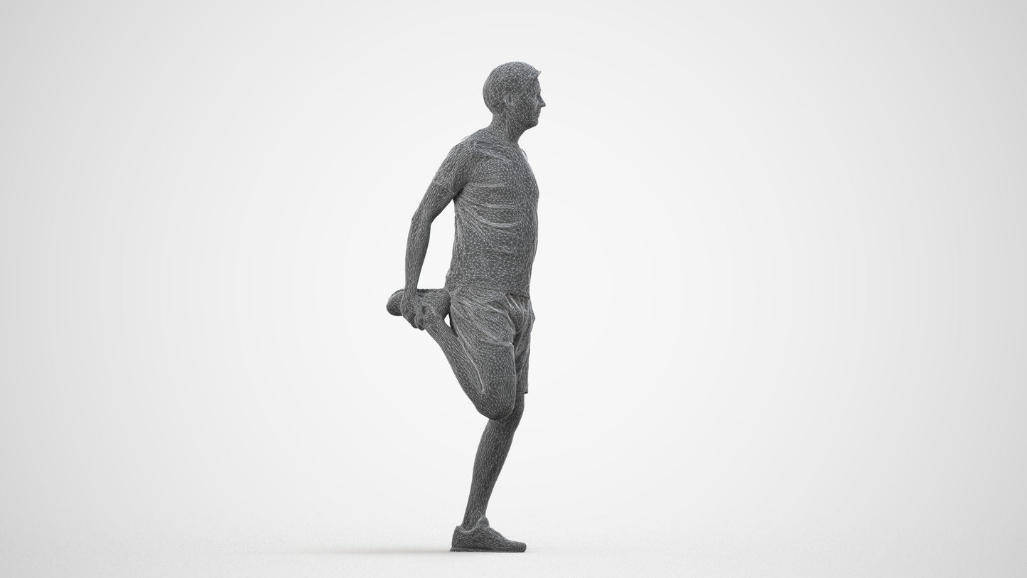 realistic 3D people man standing, render-ready for V-Ray and Corona, FBX OBJ, wireframe side view