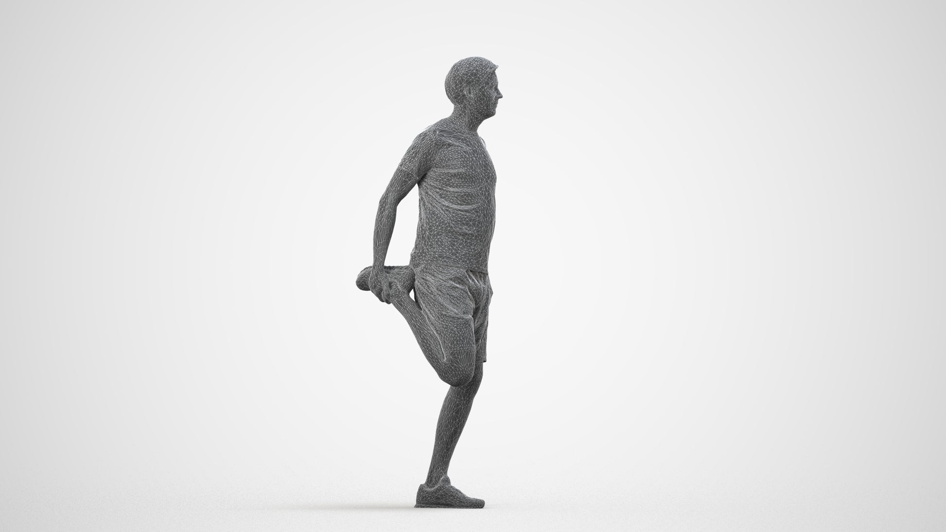 realistic 3D people man standing, render-ready for V-Ray and Corona, FBX OBJ, wireframe side view