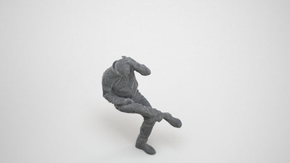 photogrammetry 3D senior man casual sitting, realistic human model archviz FBX, wireframe three-quarter view