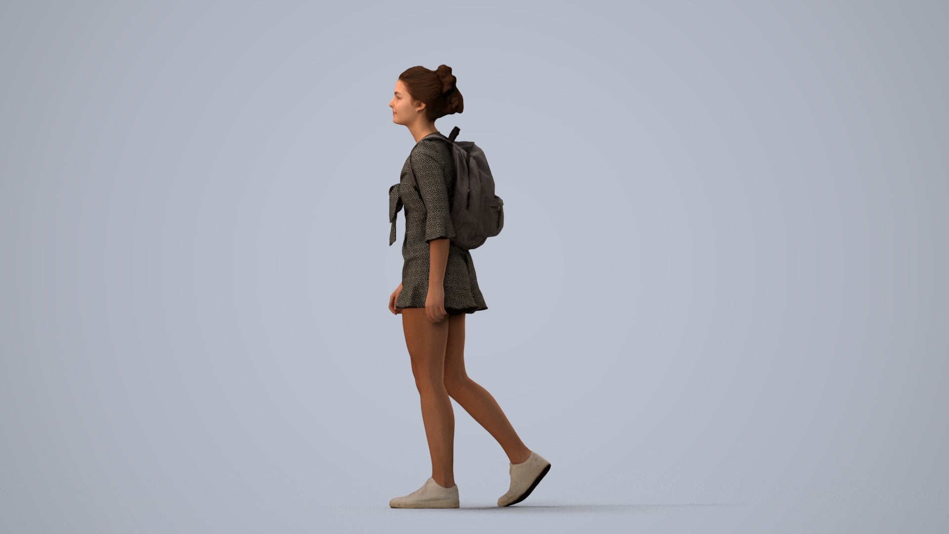 realistic 3D people girl casual kids, render-ready for V-Ray and Corona, FBX OBJ, three-quarter view render
