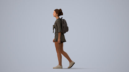 realistic 3D people girl casual kids, render-ready for V-Ray and Corona, FBX OBJ, three-quarter view render