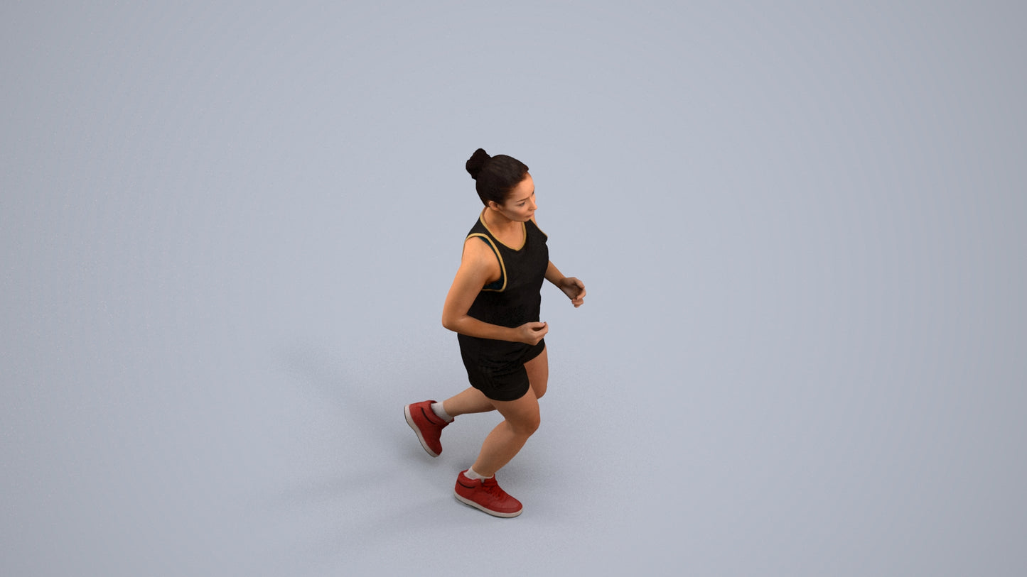 realistic 3D woman sport, scanned archviz people for Blender and 3ds Max, back view render