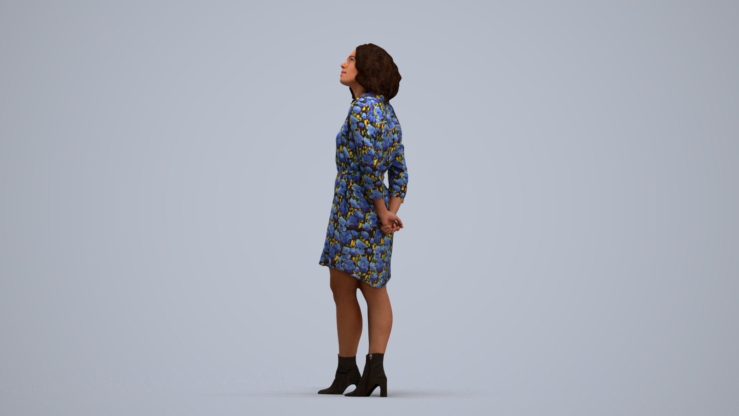 3D people model woman casual standing, scanned human for 3ds Max rendering, standing pose render