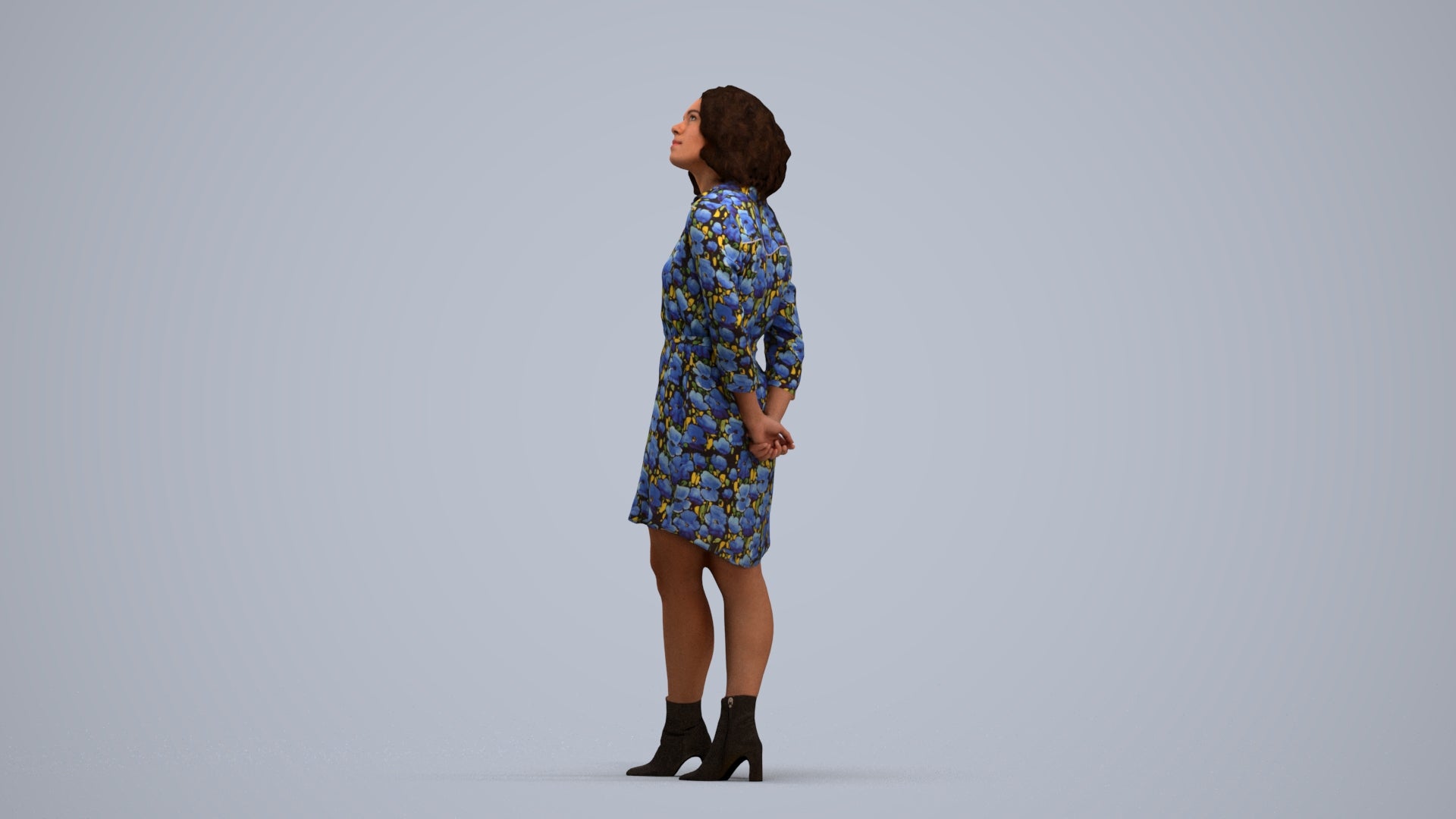 3D people model woman casual standing, scanned human for 3ds Max rendering, standing pose render