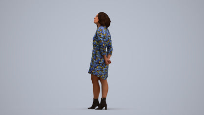 3D people model woman casual standing, scanned human for 3ds Max rendering, standing pose render
