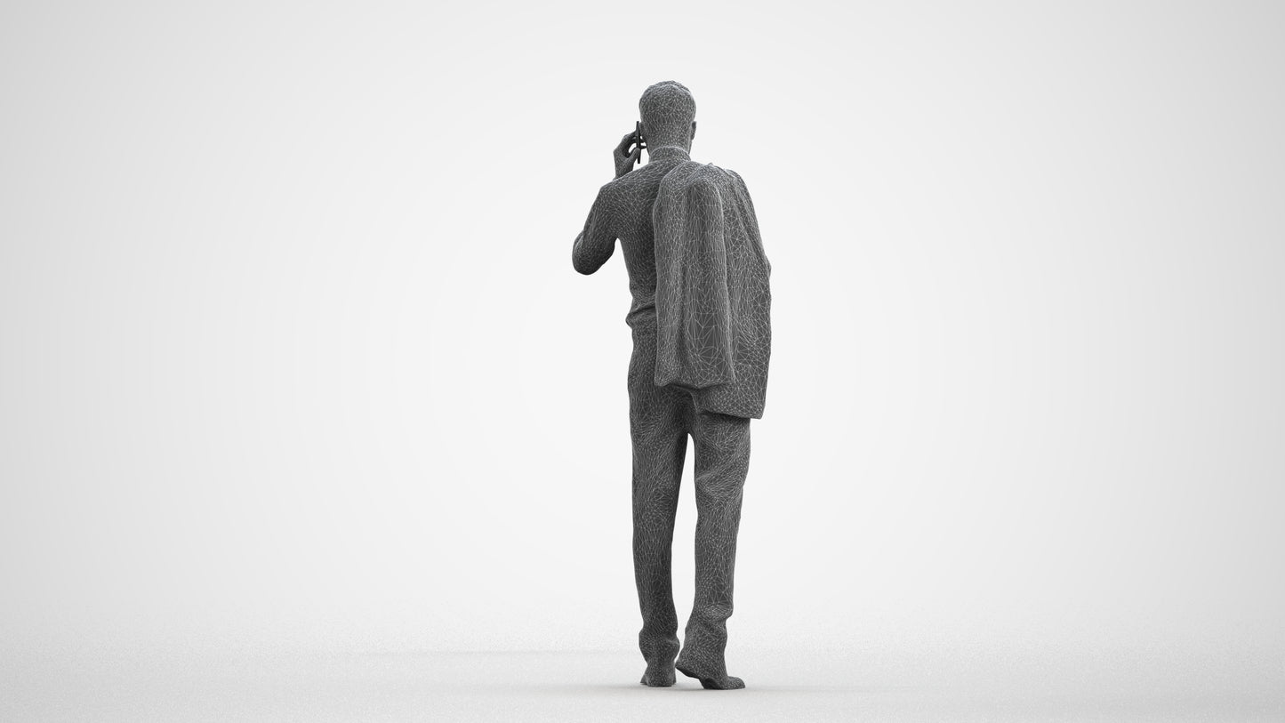 realistic 3D man business, scanned archviz people for Blender and 3ds Max, wireframe front view