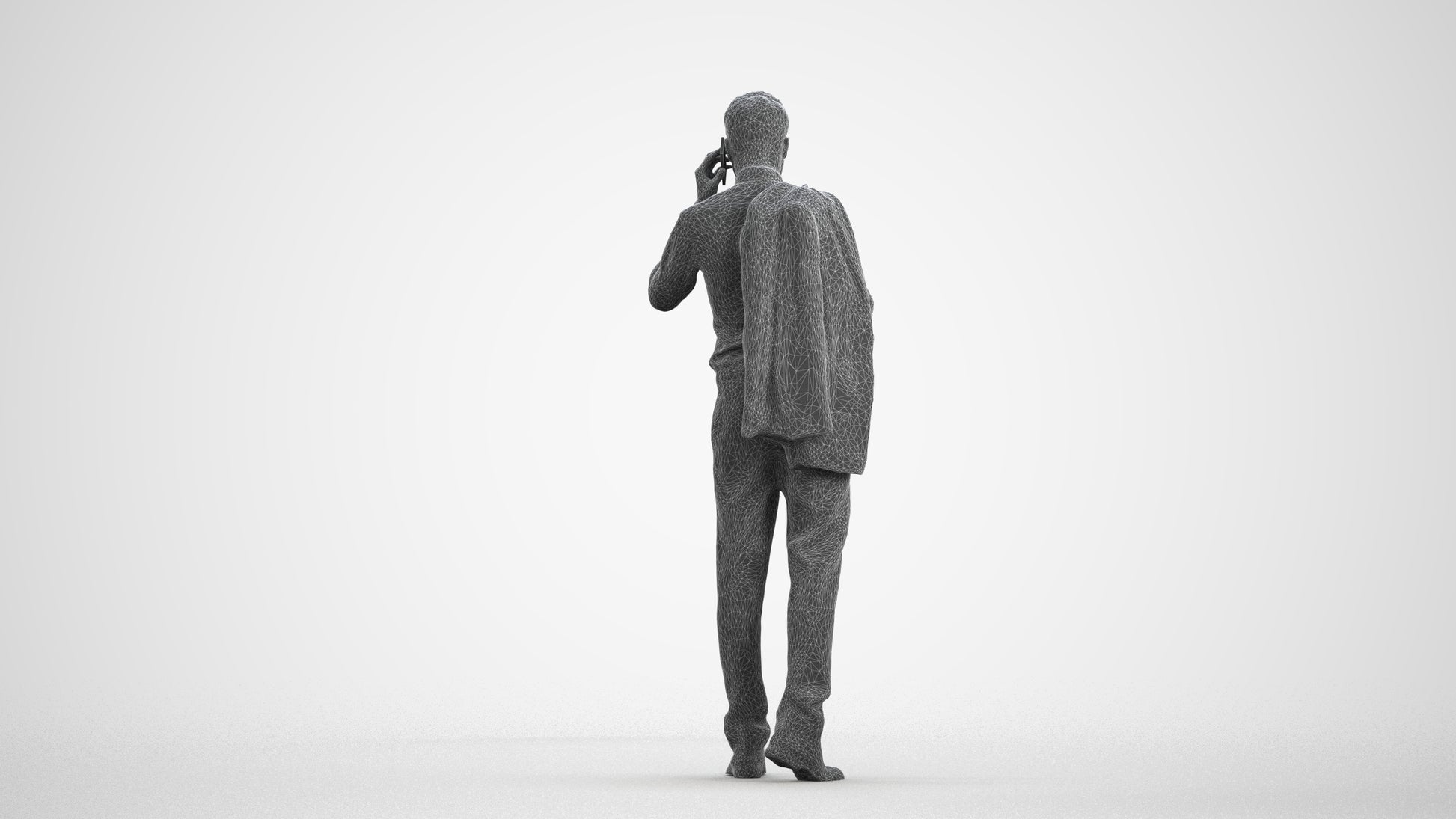 realistic 3D man business, scanned archviz people for Blender and 3ds Max, wireframe front view