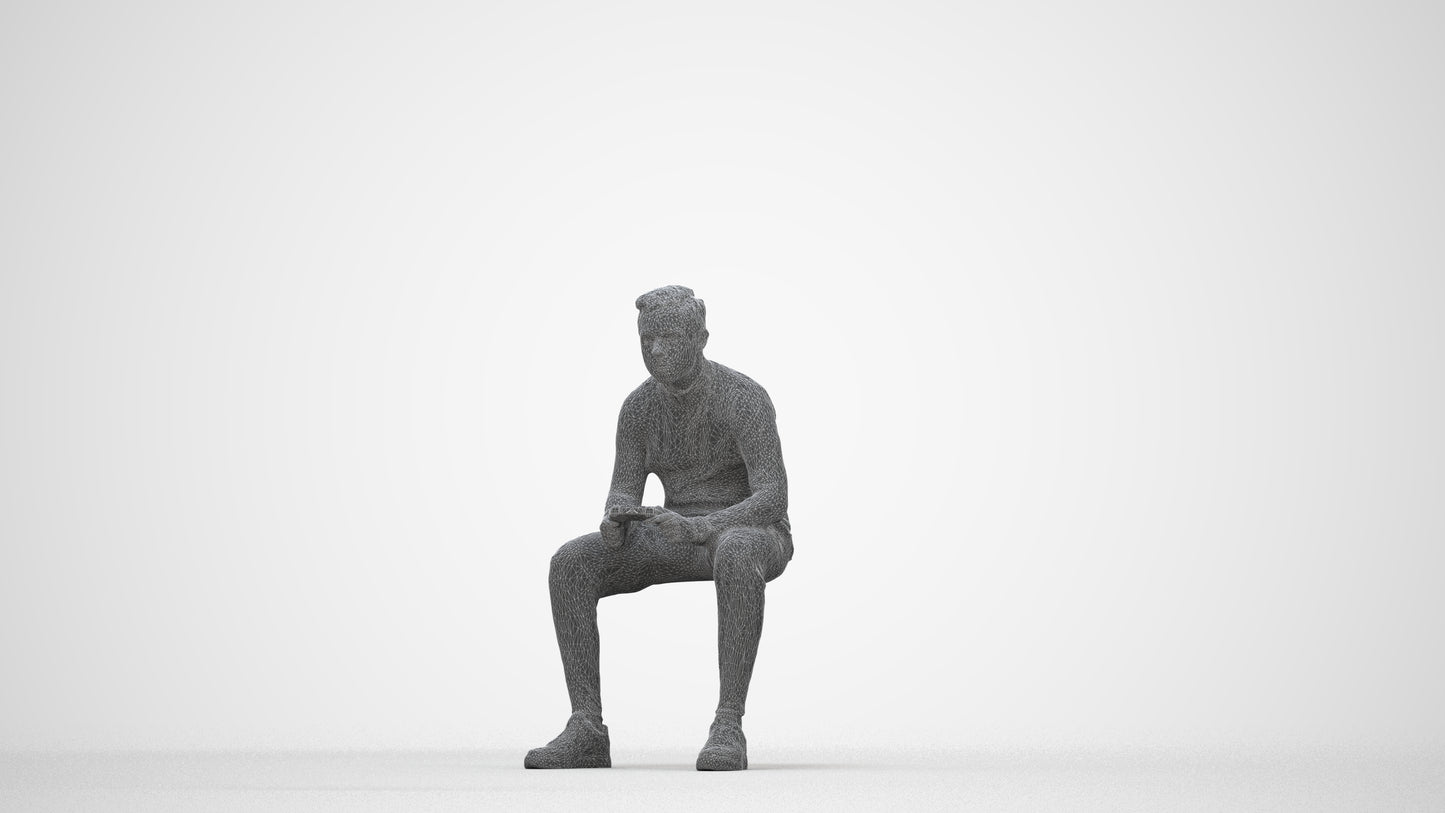 3D human model boy casual kids, photogrammetry scanned person for archviz, wireframe back view